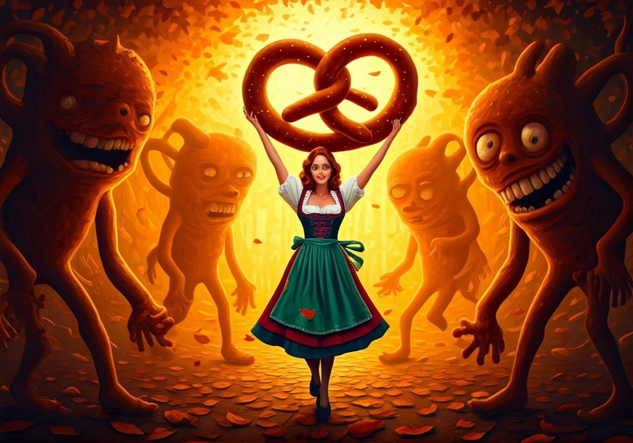 Oktoberfest: A Surreal Dreamscape in Bold Colors