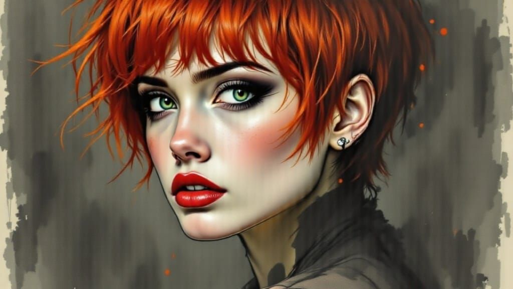 Portrait of a Smiling Woman in Watercolor Style