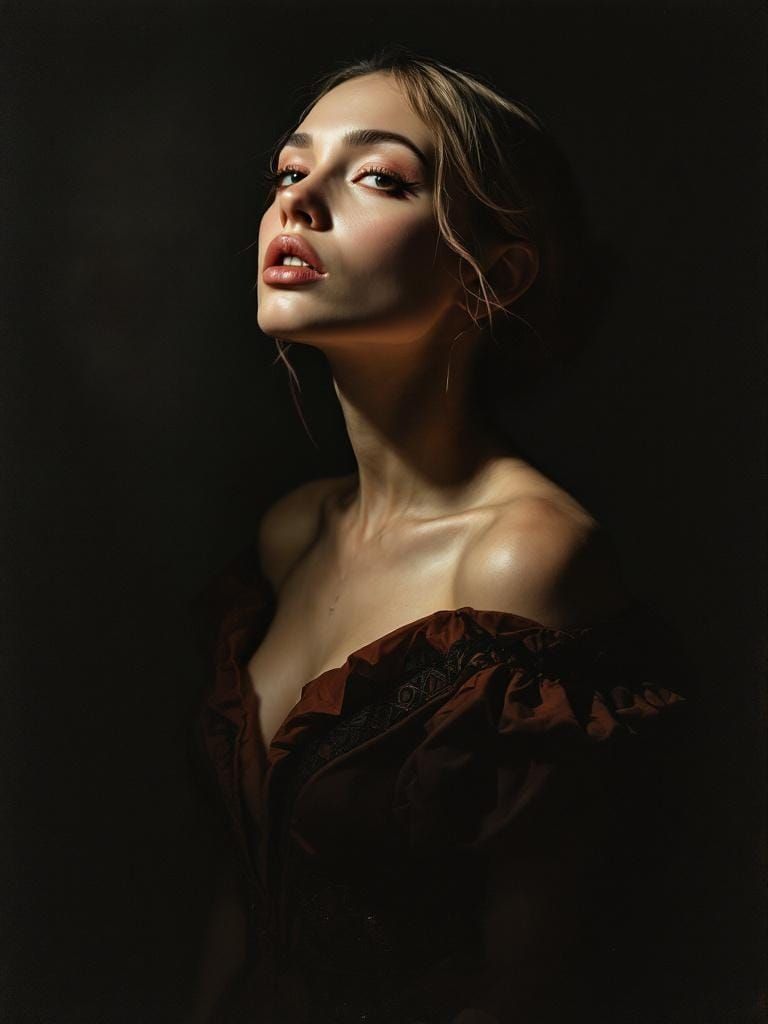 Dramatic Pin-Up Portrait in Tenebrism Style