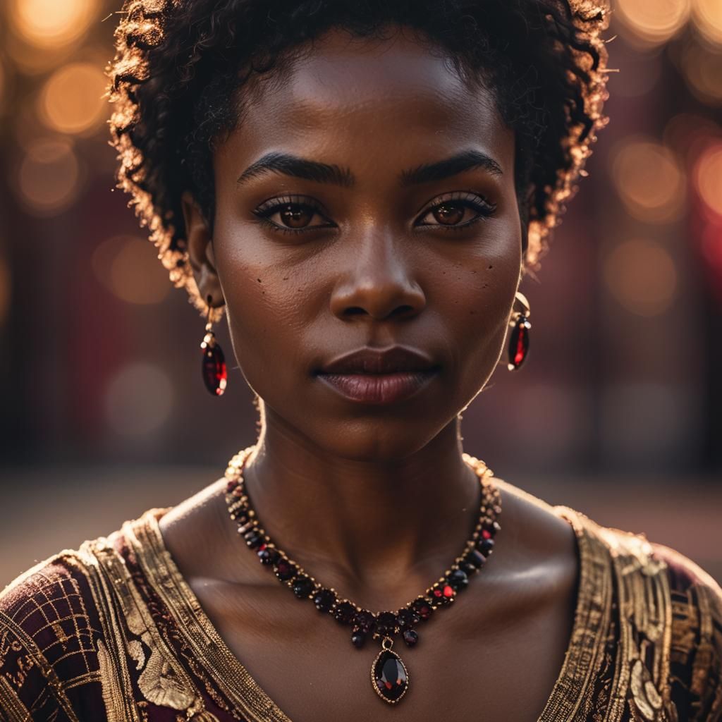 Garnet Necklace Fashion Model in Macro Photography