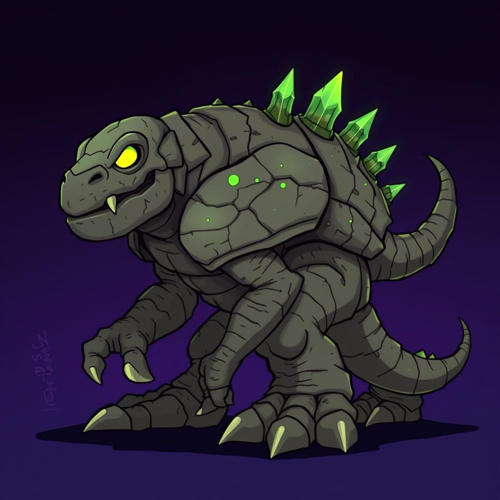 Fierce Fantasy Monster in Whimsical Cartoon Style