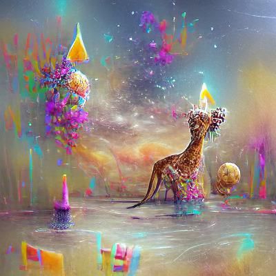Giraffe Birthday Celebration in Astral Cosmic Style