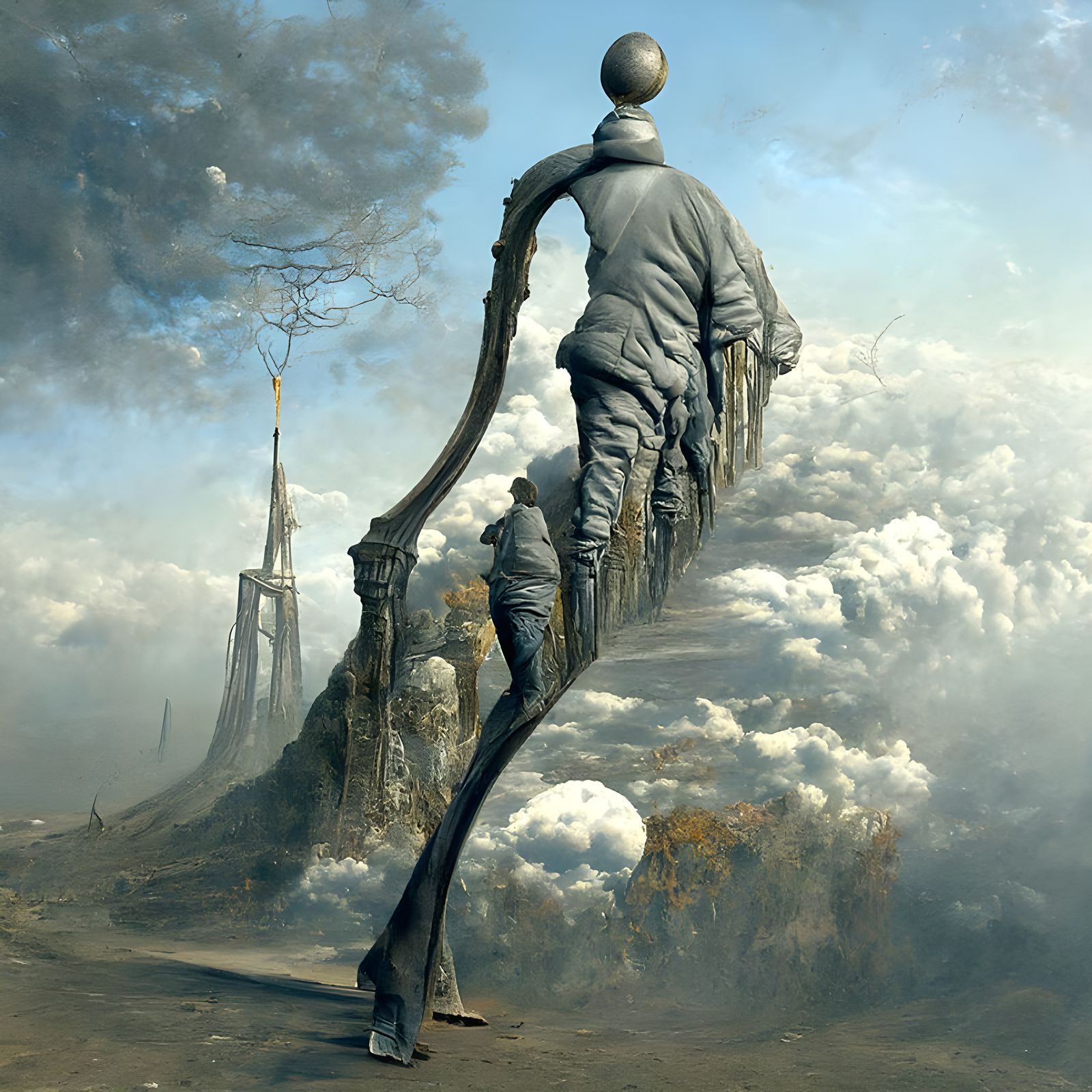Surreal World Walker on Curved Arch in 3D