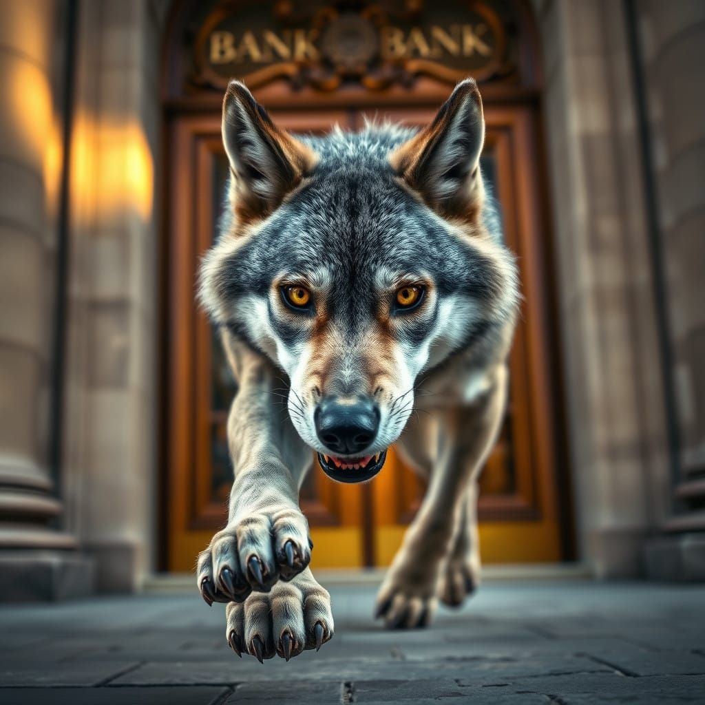 Bitcoin Wolf Attacks Classical Bank in Dramatic Scene
