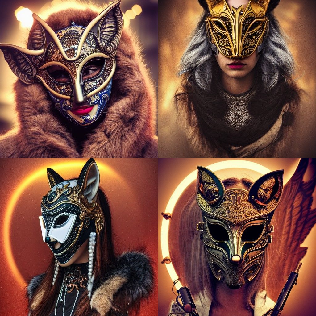 Cyberpunk Fox Mask Portrait in Hyper-Realistic Detail