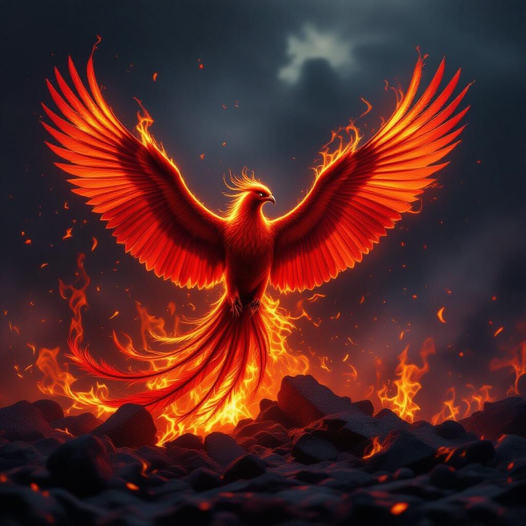 Phoenix Rises from Ashes in Dramatic Digital Matte Painting