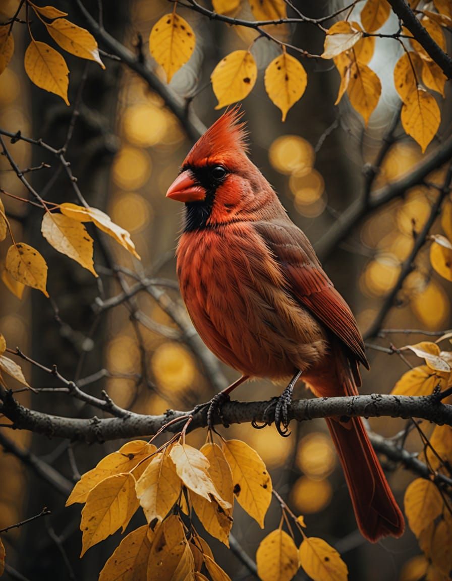 Cardinal on Snowy Branch: Cinematic Film Still