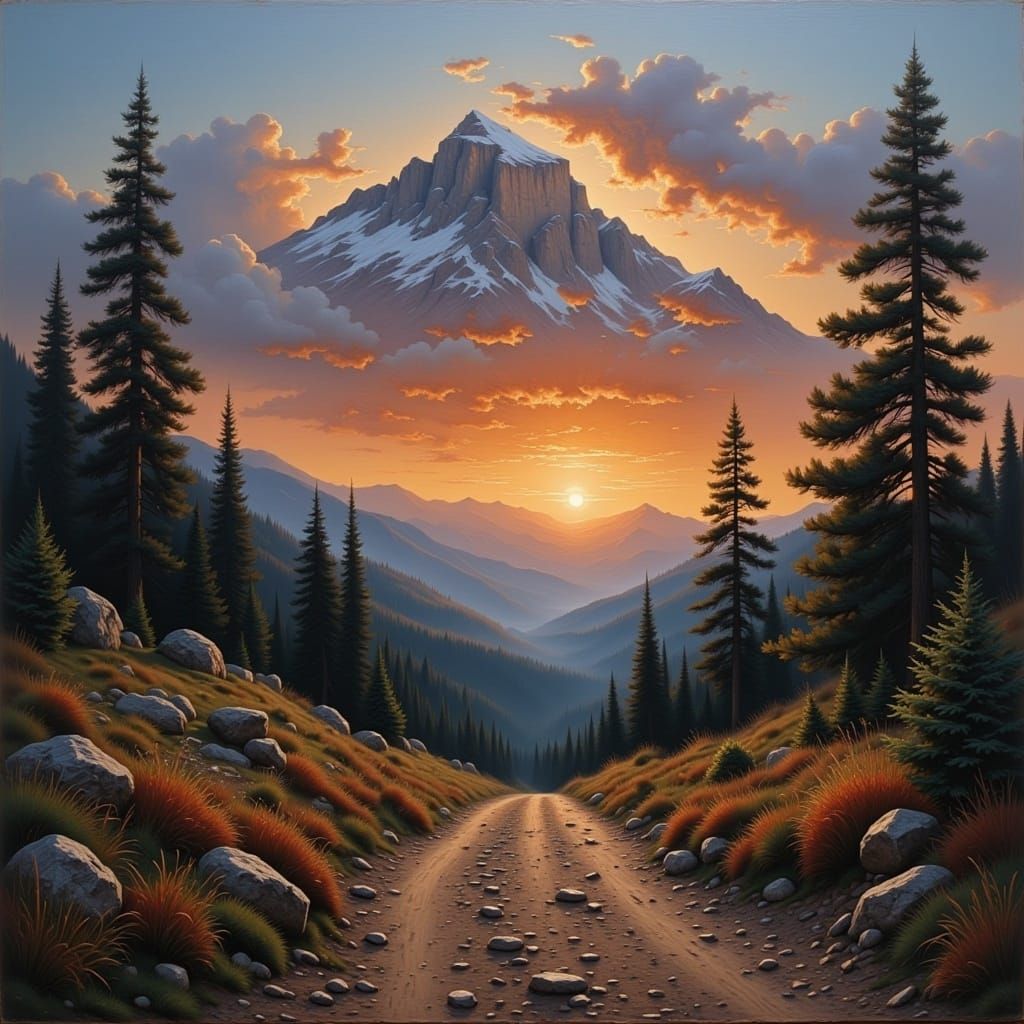 Majestic Mountain Range at the Break of Dawn