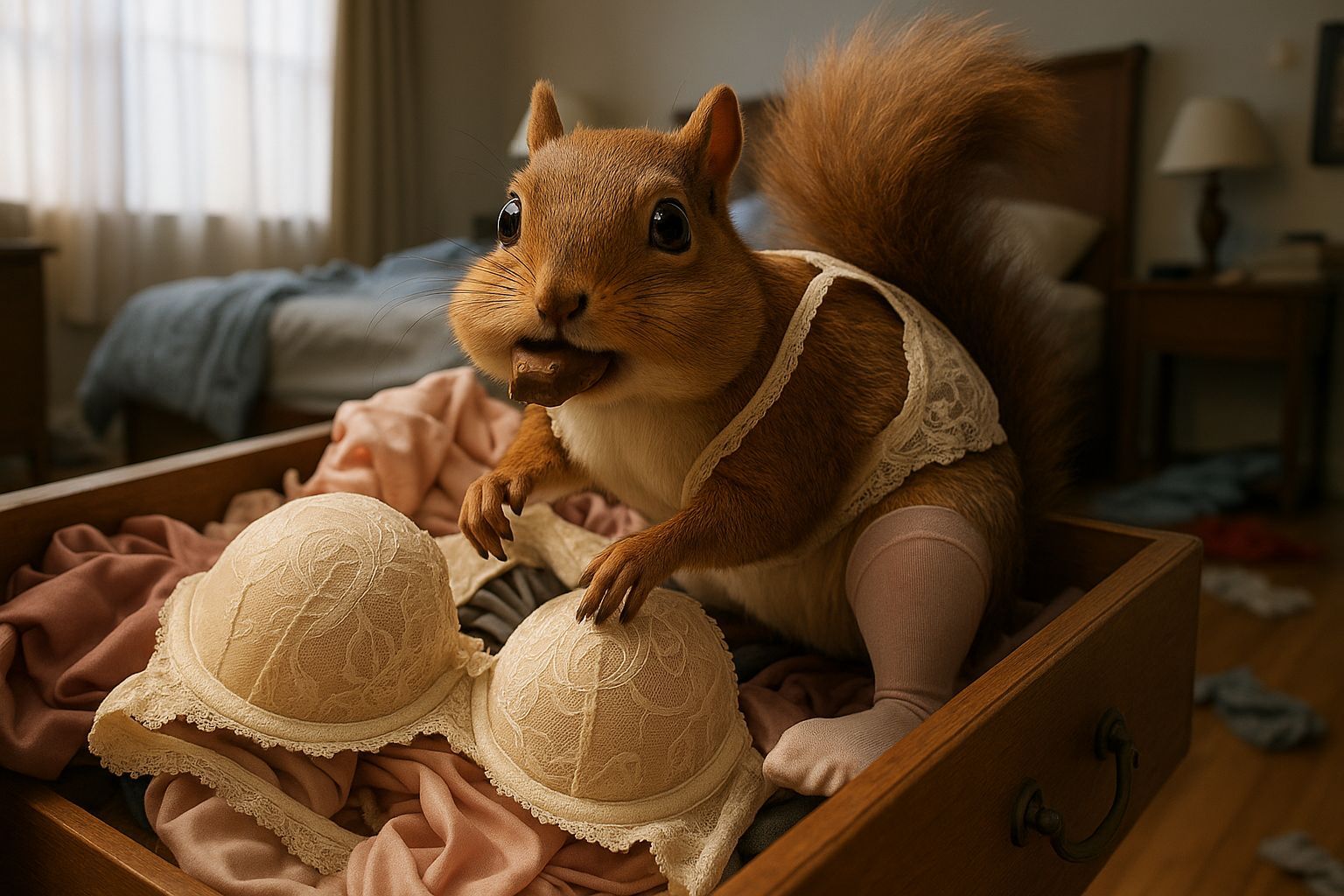 Squirrel Rummages Drawer in 8k Unreal Engine Rendering