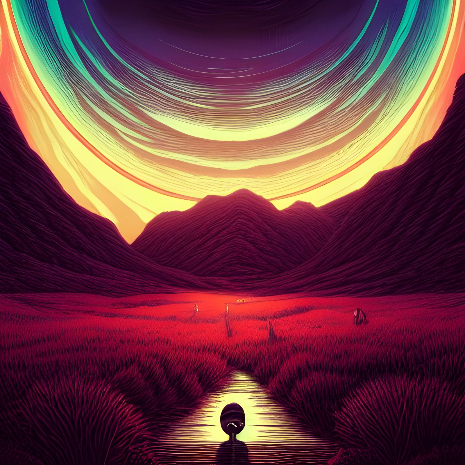 Detailed Nightmarish Landscape in Digital Illustration