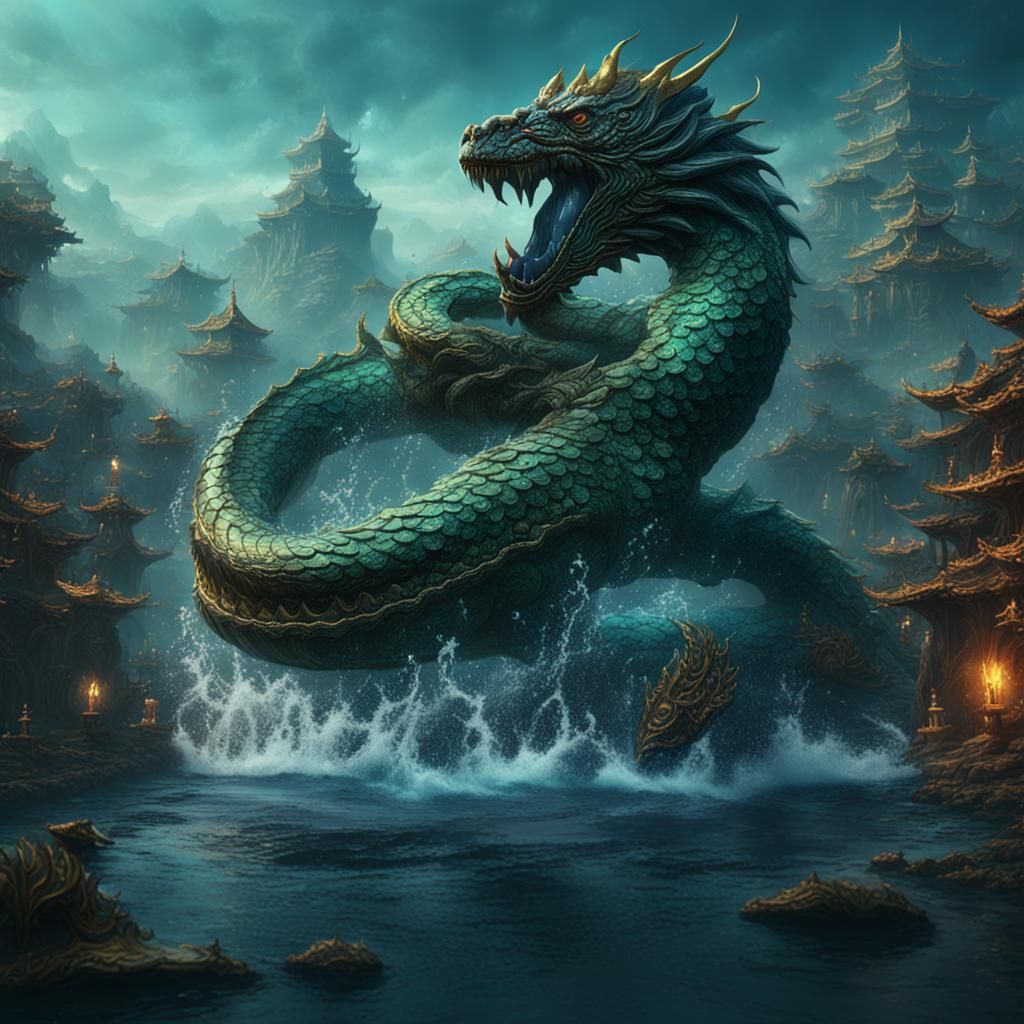 Detailed Naga Illustration in Fantasy Concept Art