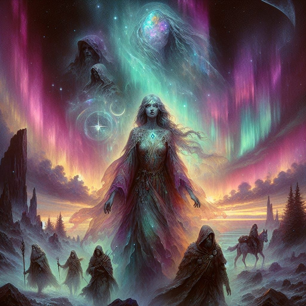 Ethereal Domain: Spectral Woman in Twilight