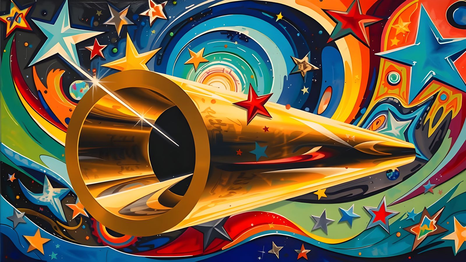 Sleek White Gold Mirror Cylinders in Whirling Cosmic Dance