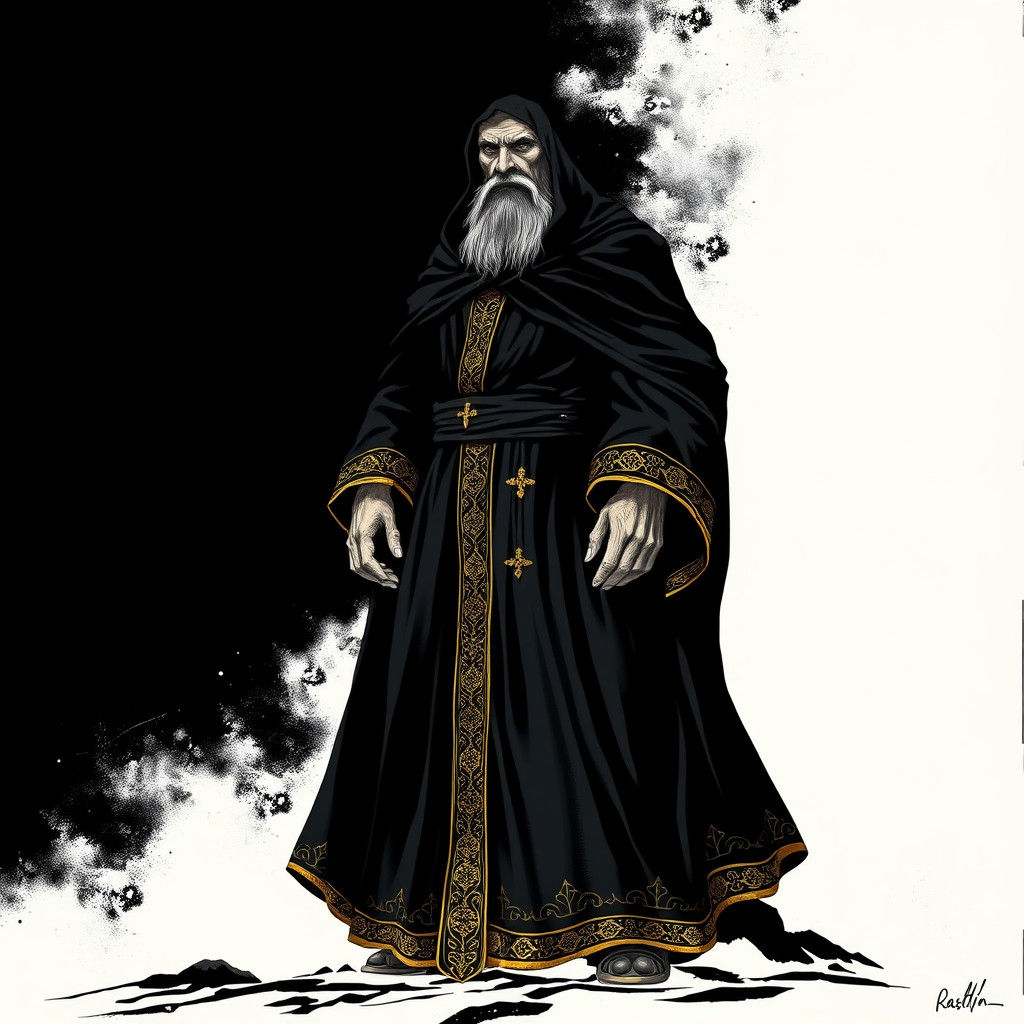 Rasputin in Comic Book Style, Gritty Illustration