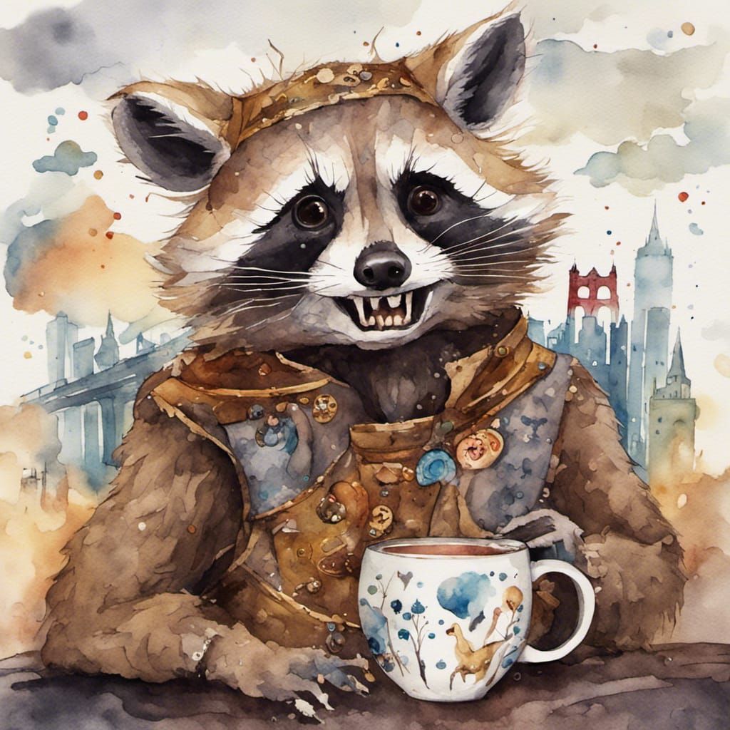 Watercolor Raccoon and Silly Monster Mugs