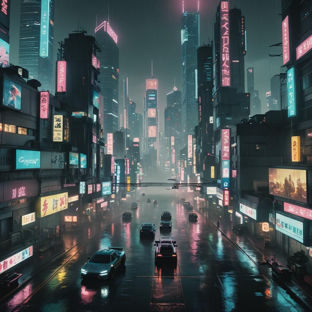Cyberpunk Cityscape: San Tokyo in Noir Style