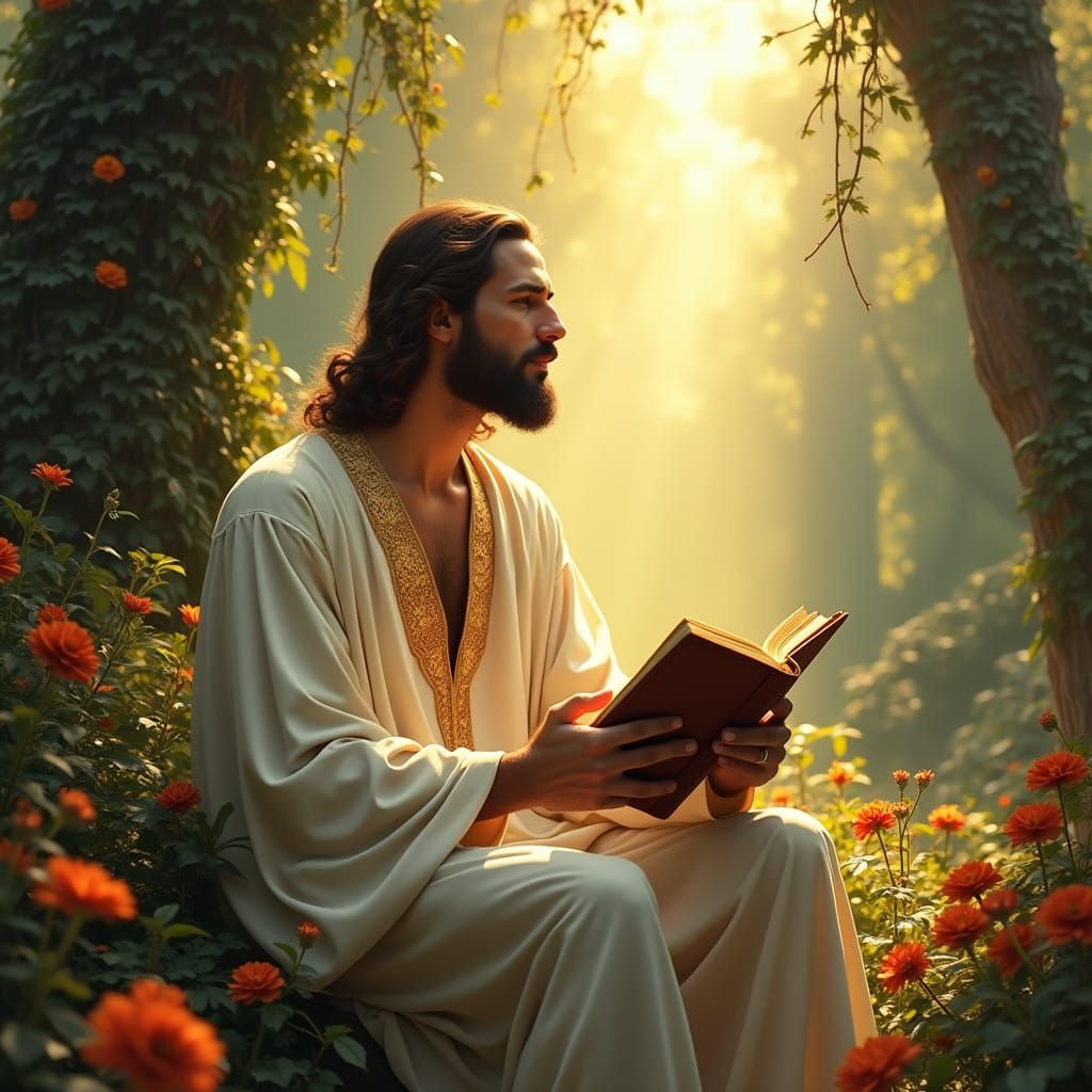 Jesus in the Garden of Heaven, Radiant with Divine Light