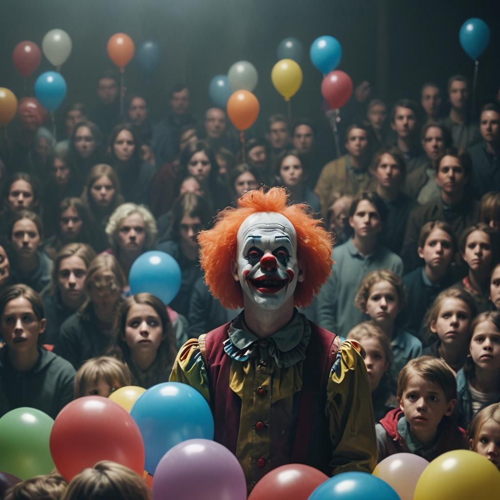 Terrified Children Watch Sinister Clown in Cinematic Horror