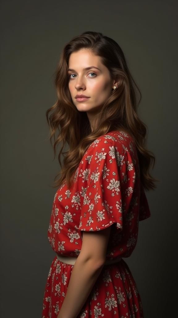 Silver Alien Woman with Radio Waves in Neon City