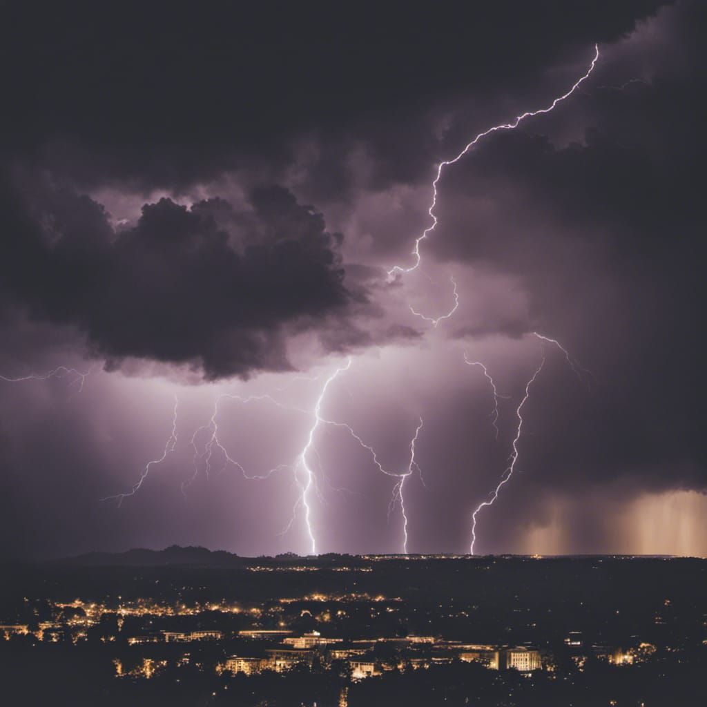 Dramatic Lightning Storm Over a Dark Sky