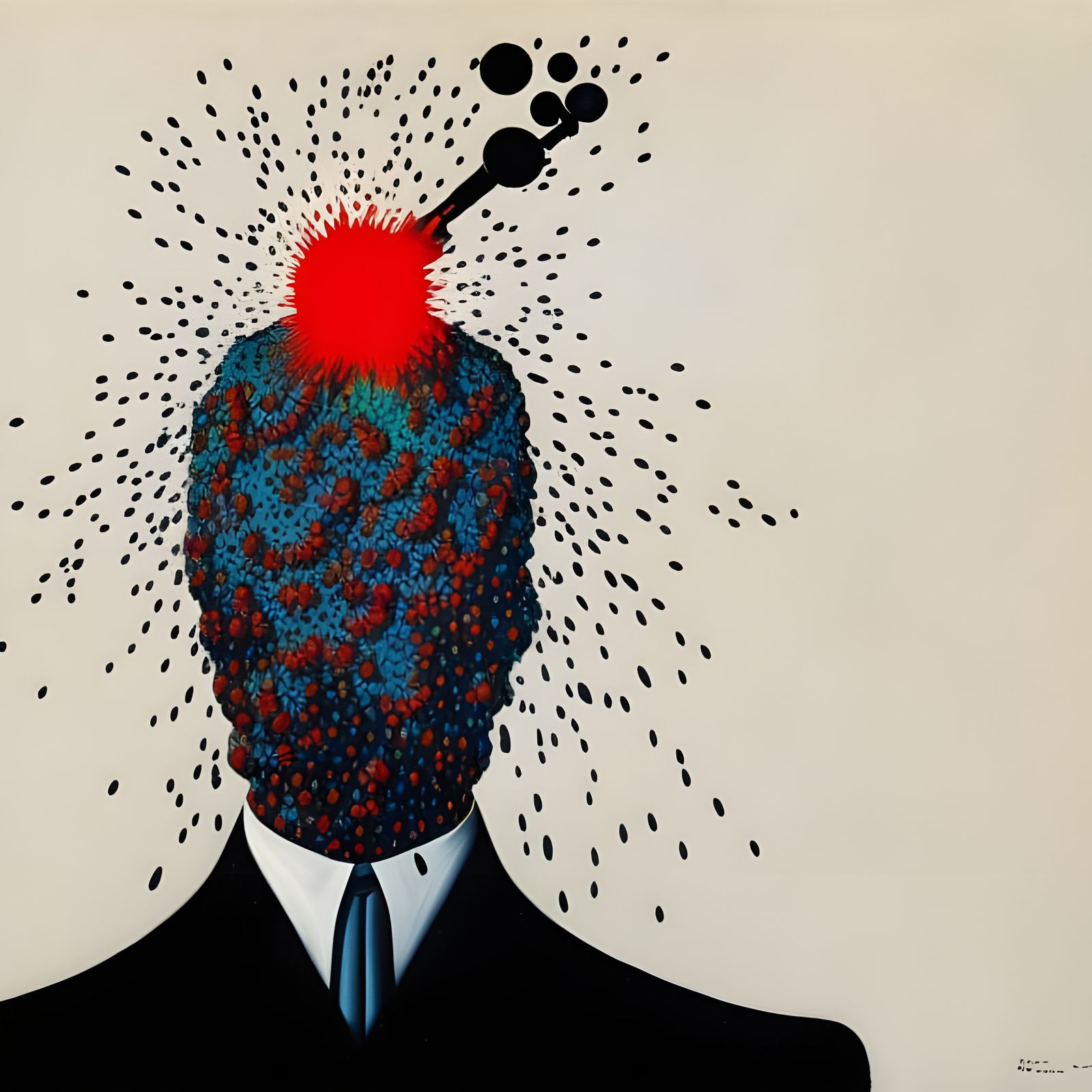 Surreal Exploding Head Portrait in Style of Magritte