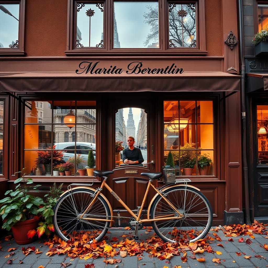 Luxurious Café Scene with Autumnal Flair