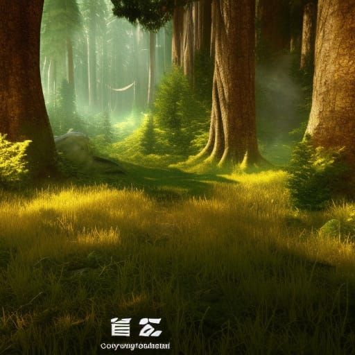 Golden Monster in Detailed 3D Forest