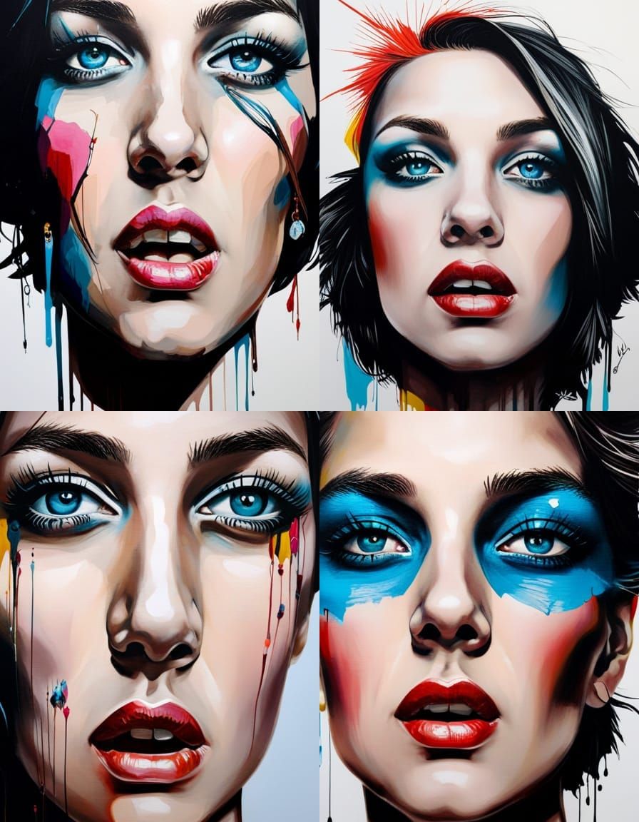 Surreal Woman Portrait in Pop Art Style