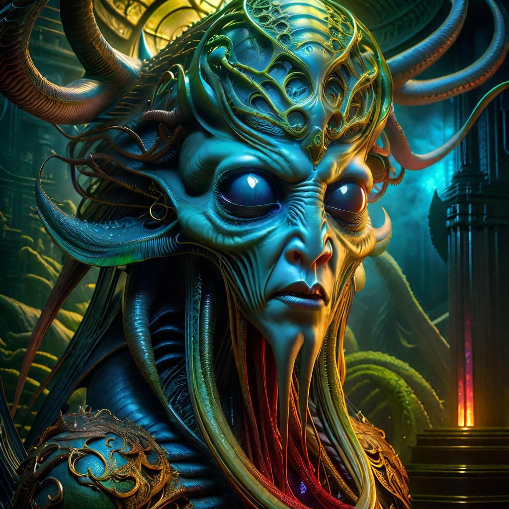 Hyperrealistic Cthulhu Cryptid in Misty Landscape