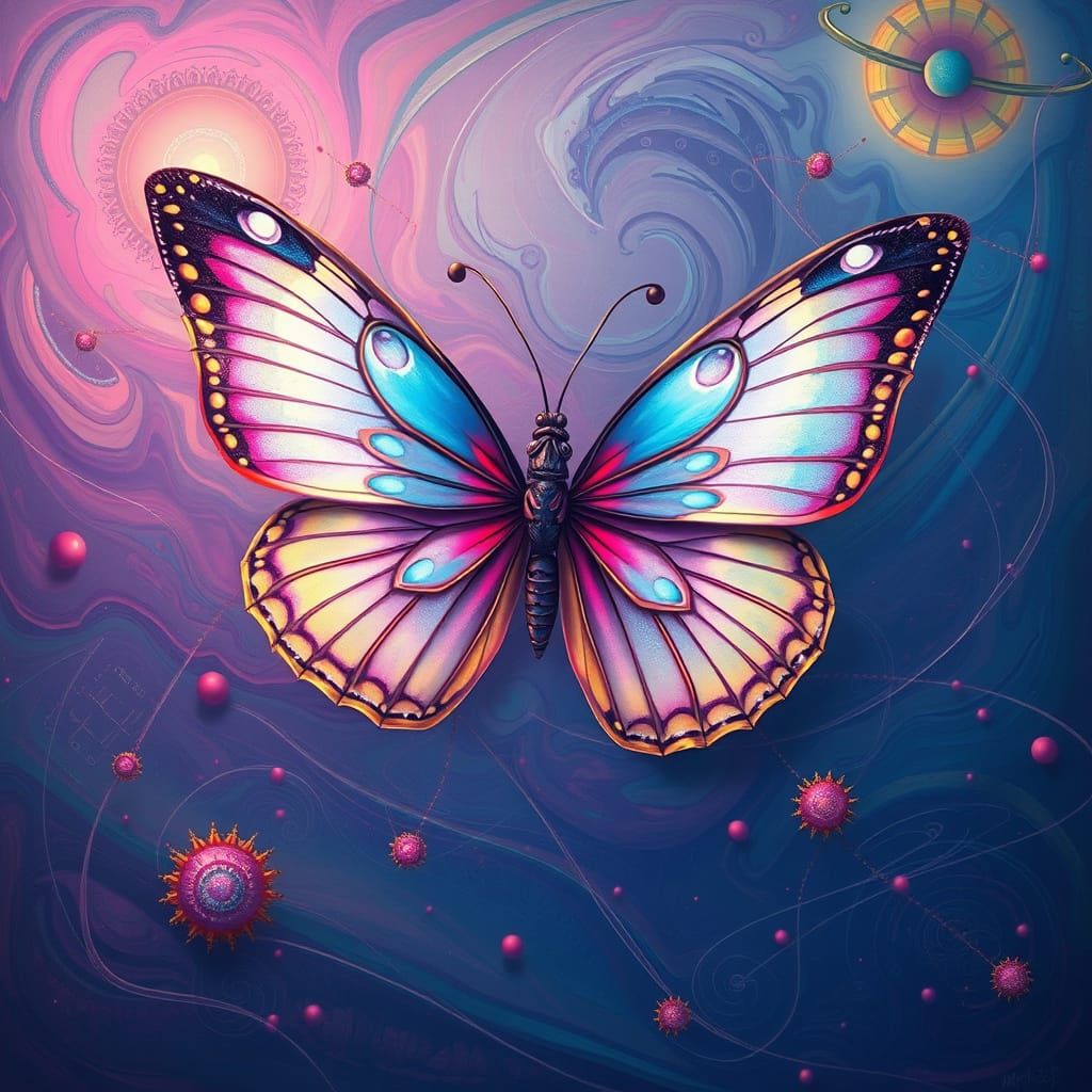 Humanoid Butterfly in Psychedelic Dreamscape