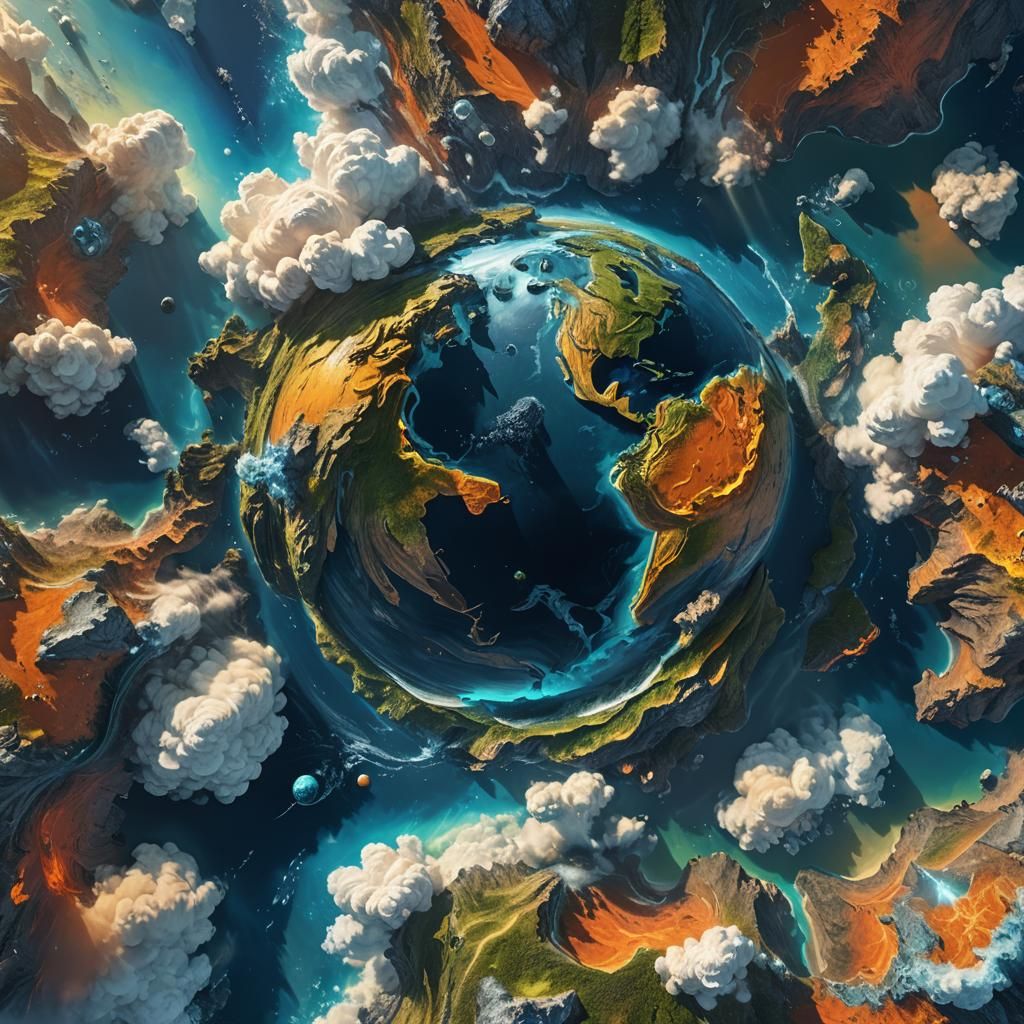 Fantastical Planet Earth Landscape: Space View