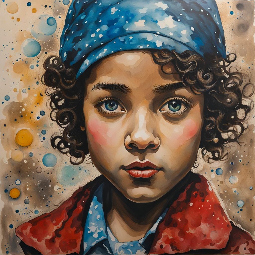 Charming Girl Portrait in Surrealist Style