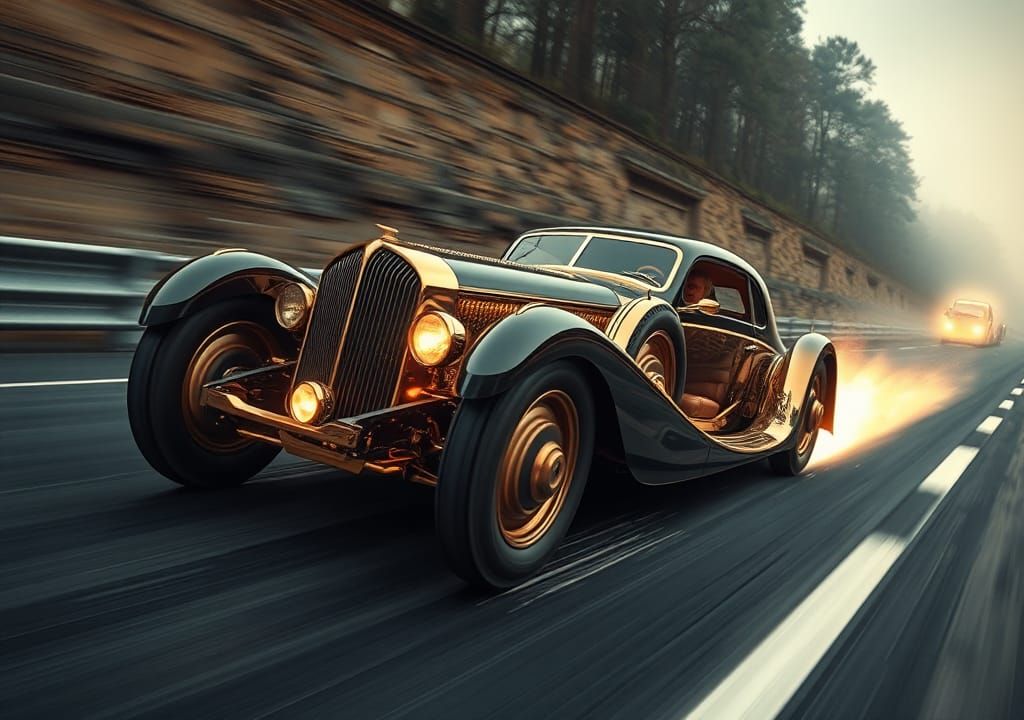 1930s Luxury Convertible in Motion