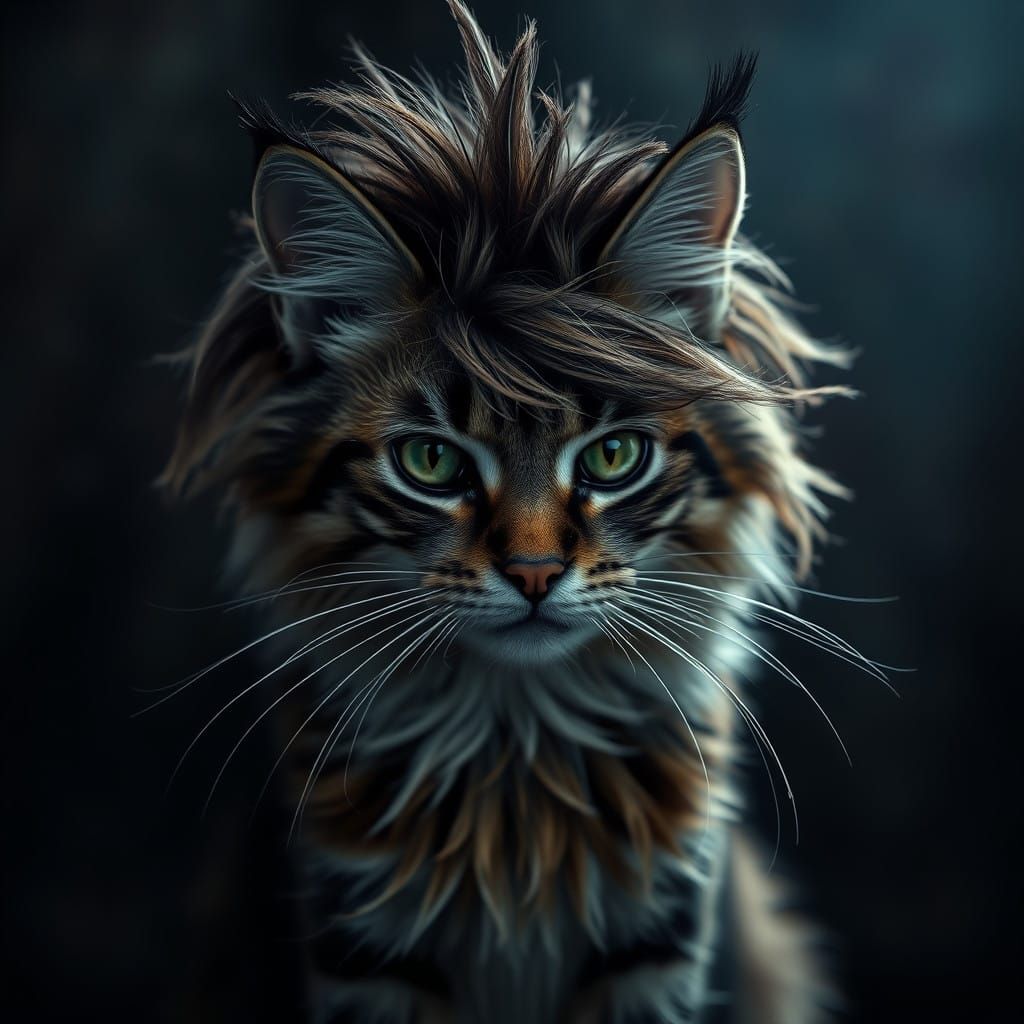 Majestic Feline in Moody Mullet Attire