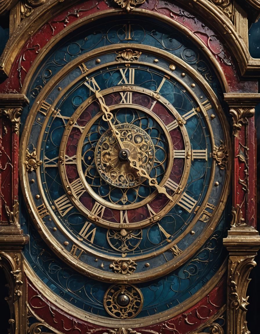 Surreal Grandfather Clock Stuck at Midnight as Oil Painting