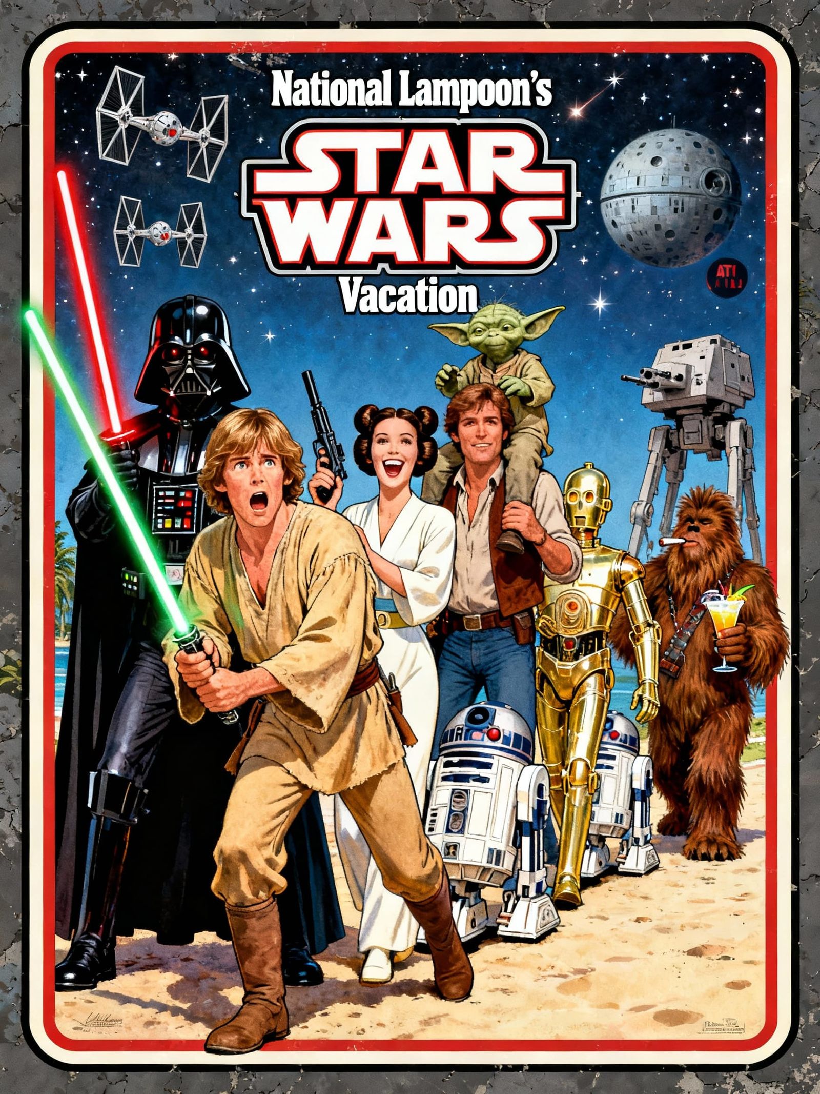 Star Wars Vacation Movie Poster in Comic Comedy Style