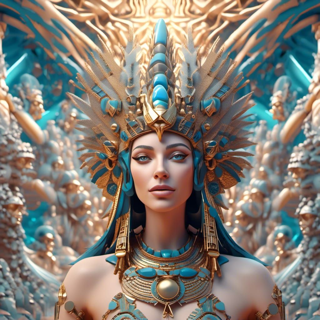 Cleopatra Portrait in Winter Wonderland, 3D Rendered