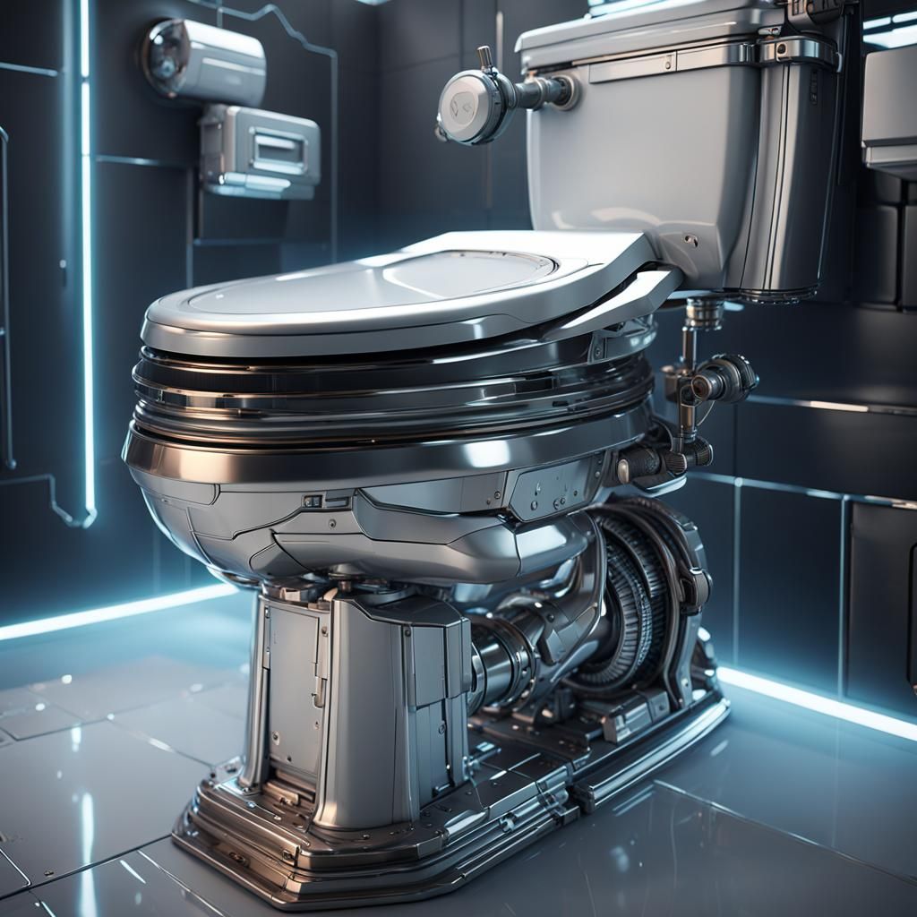 Futuristic Sci-Fi Toilet with Intricate Mechanical Details