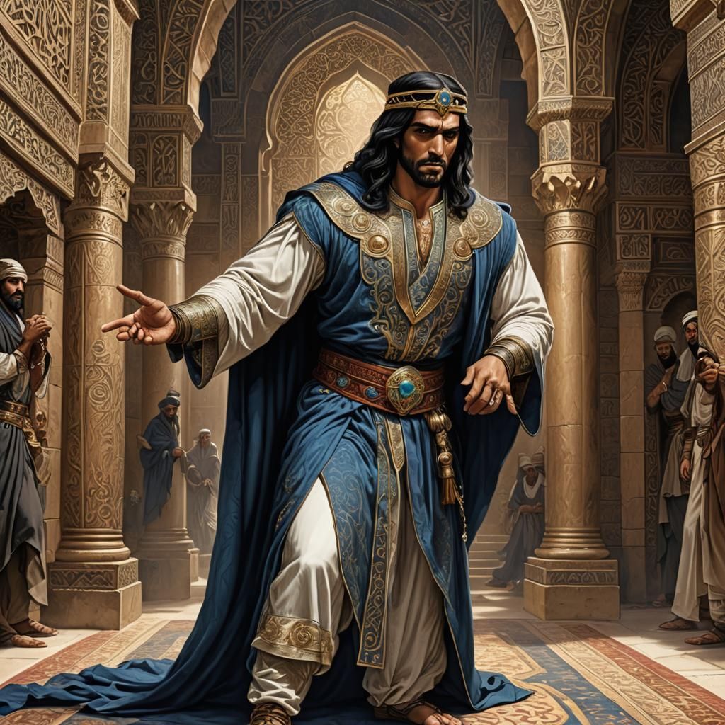 Arabian Prince Giving Order in Splendid Castle