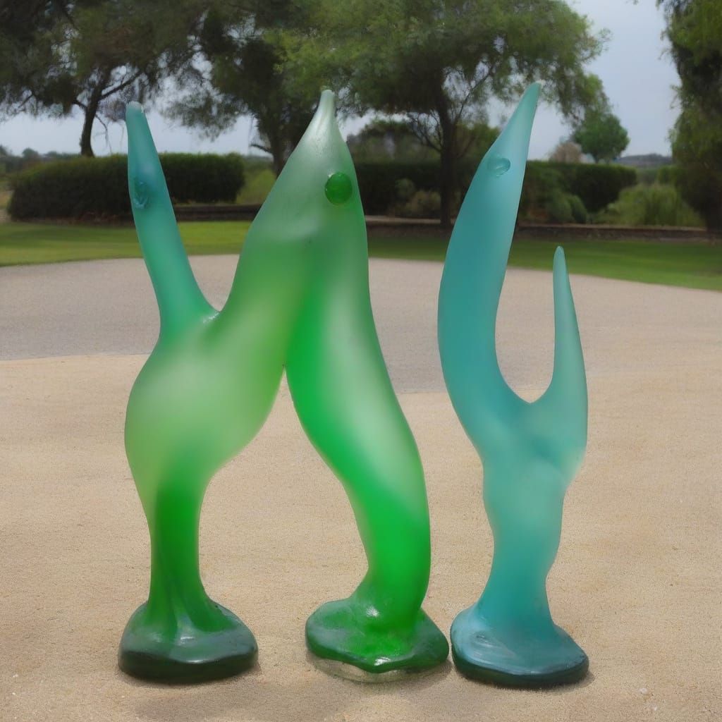 Gentle Glass Squid Sculpture in Sea Glass Style