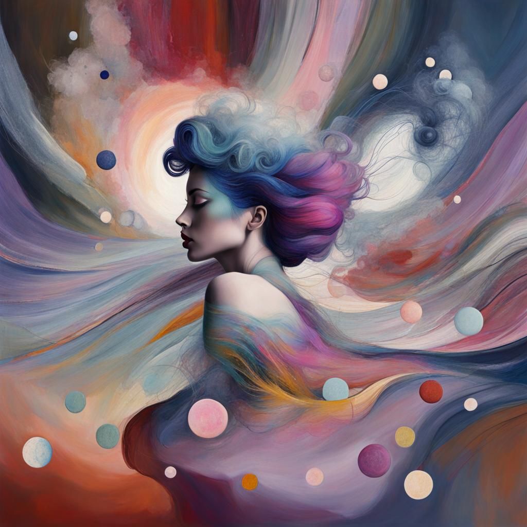 Minimalist Surreal Woman in Art Brut Style