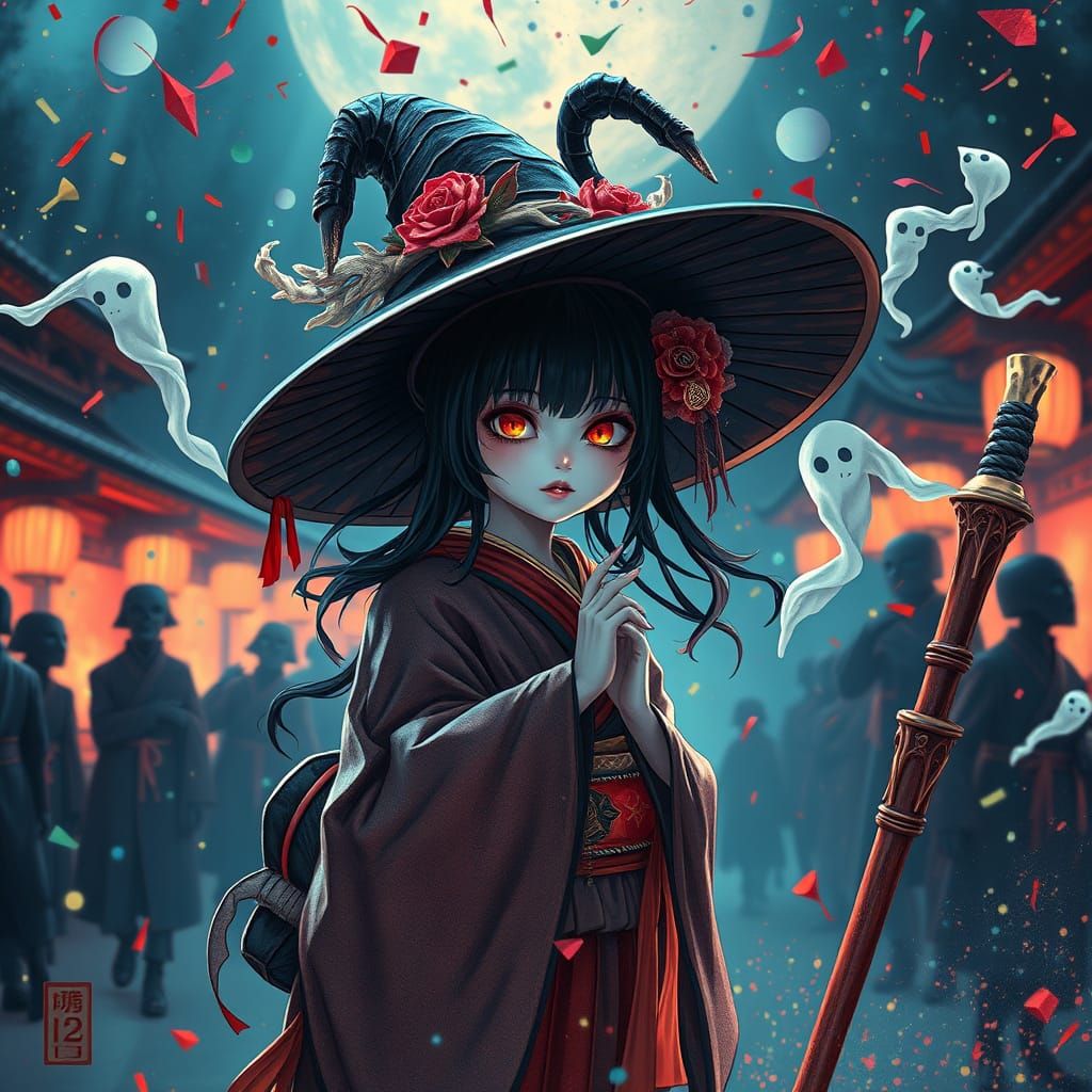 Haunted New Year's Ball With Japanese Child Witch