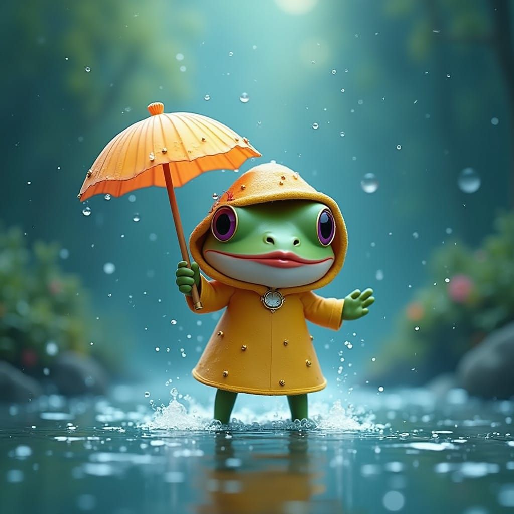 Confident Princess Prepares to Kiss Enchanted Frog