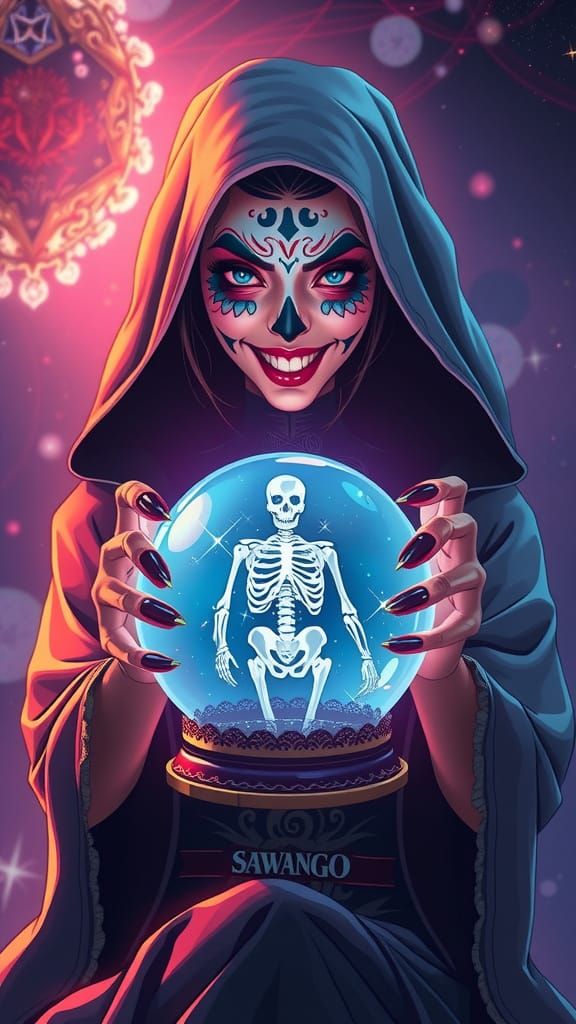 Sinister Fortune Teller with Crystal Ball in Astral Style