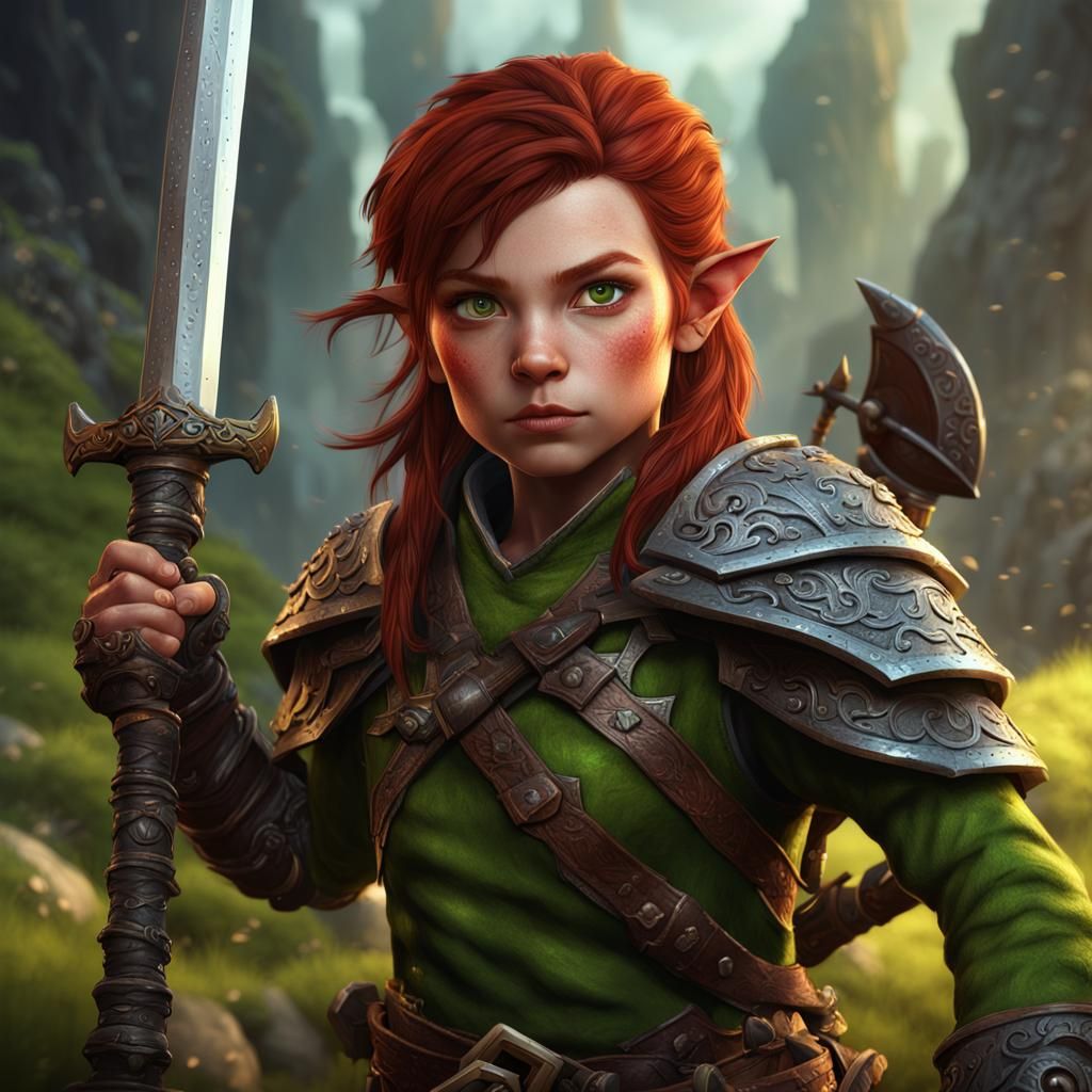 Halfling Warrior with Greatsword in Fantasy Art