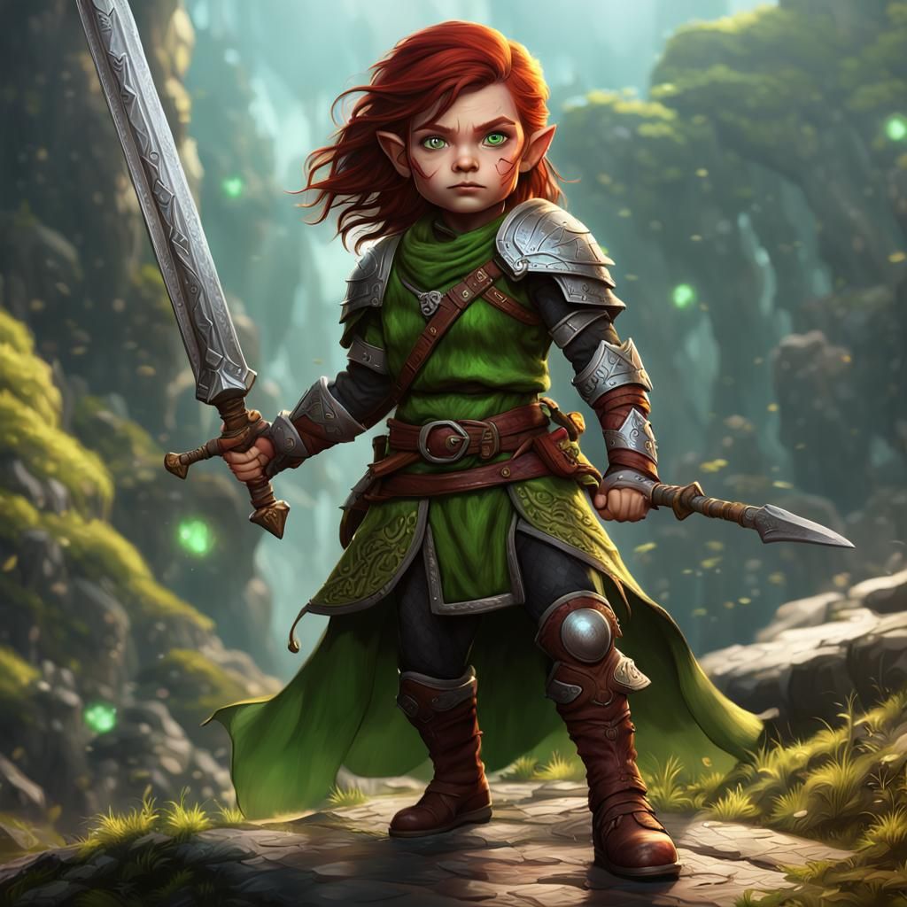 Halfling Warrior with Greatsword: Fantasy Art