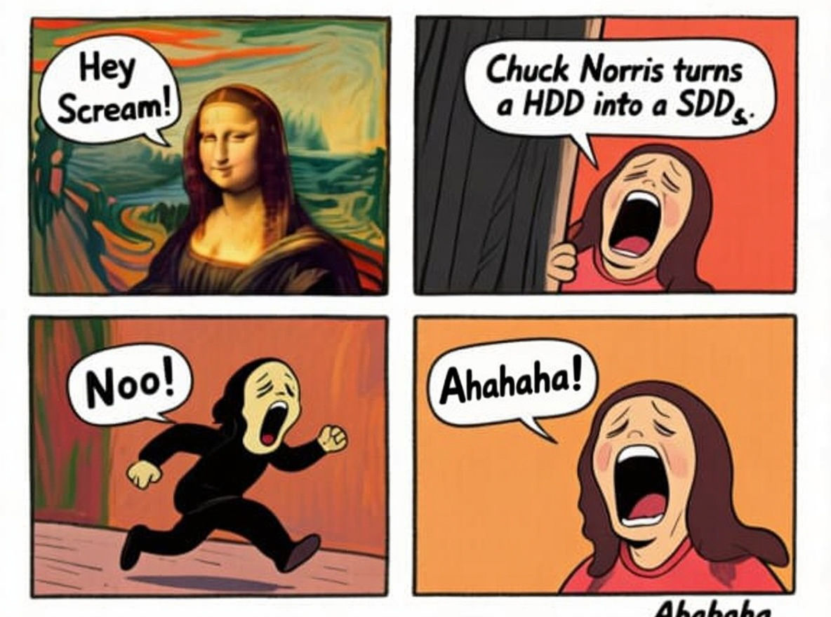Mona Lisa Pranks The Scream in Comic Style