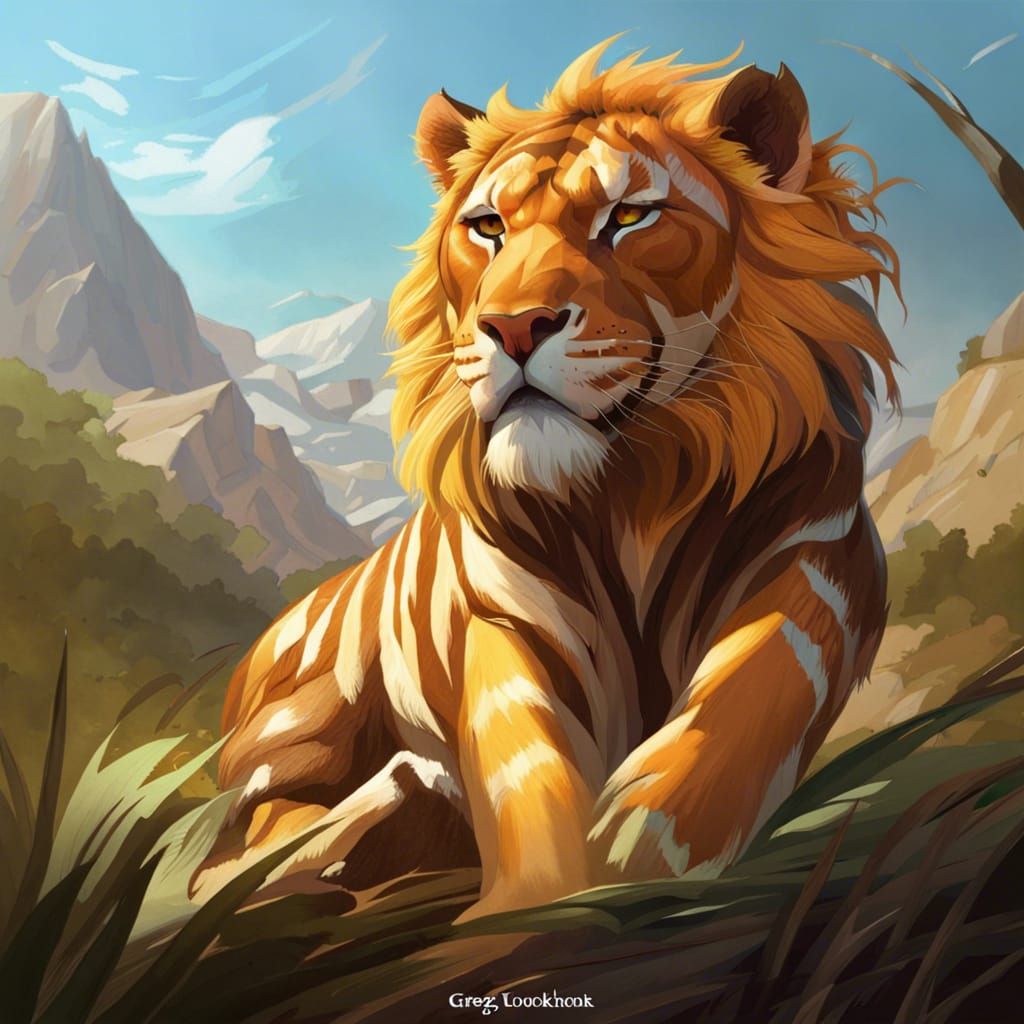 Magnificent Liger Portrait in Hyperdetailed Style