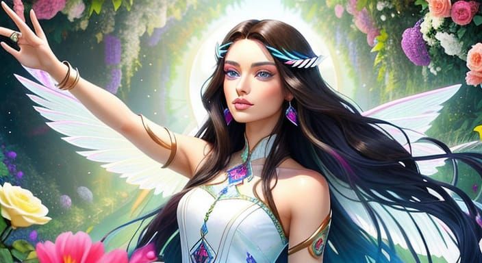 Ethereal Beauty in Paradise Garden: Hyperreal Image