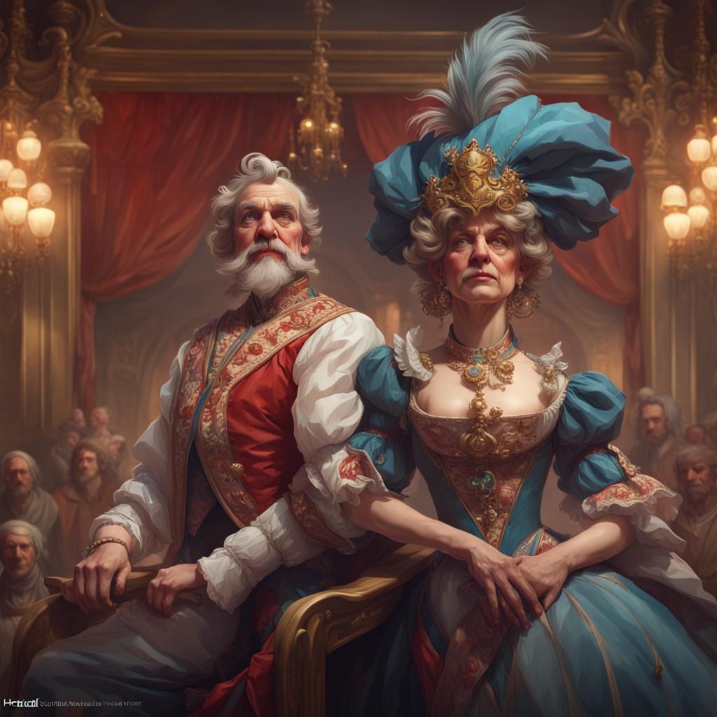 Punch and Judy Show Portrait in Digital Art Style